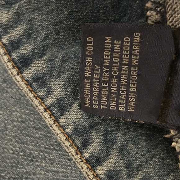 Vintage Denim Jacket L.A. Blues Embroidered Short lk Crop Plus Size 23/24 XL Zip - Picture 9 of 12